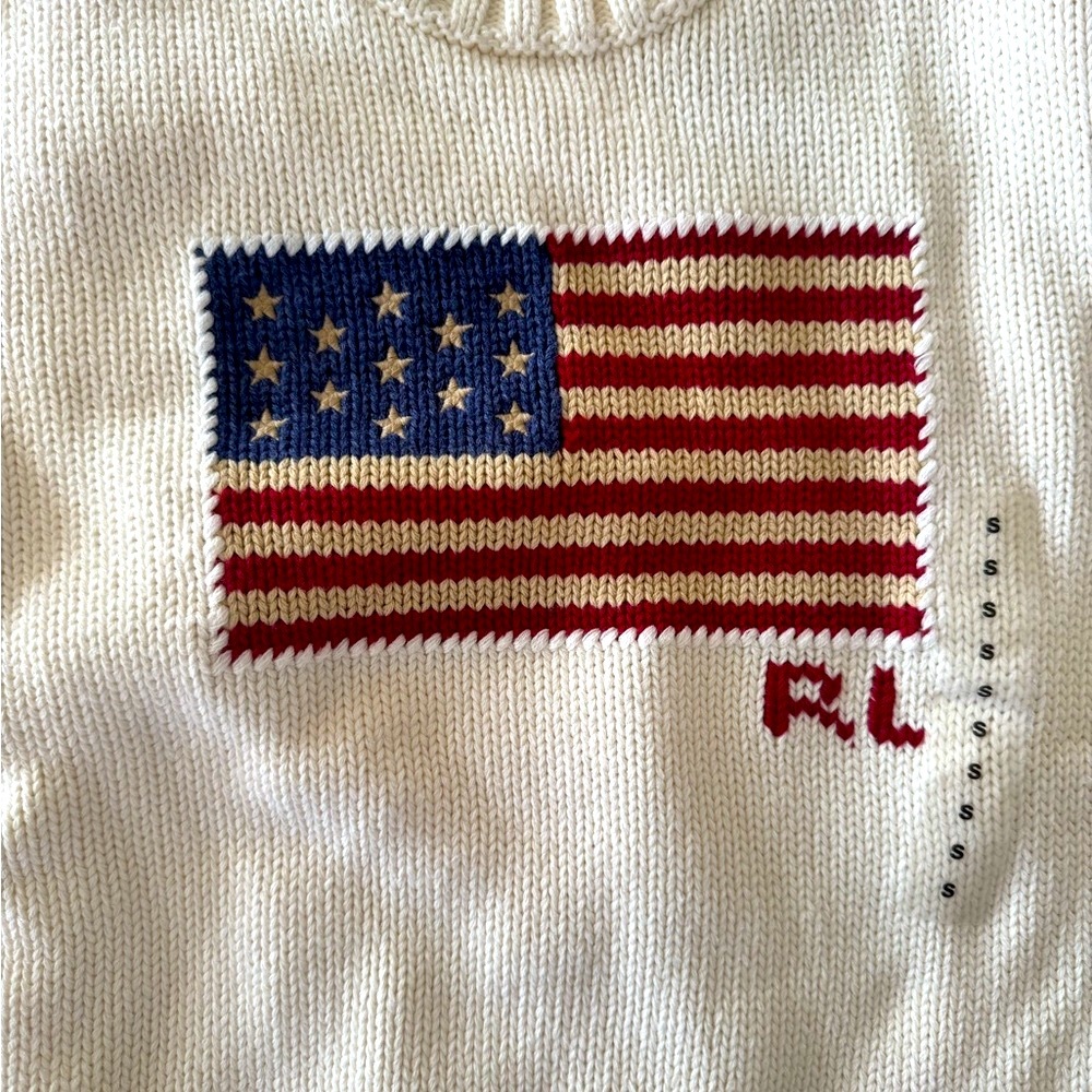 Ralph Lauren Cream Sweater with American Flag Design